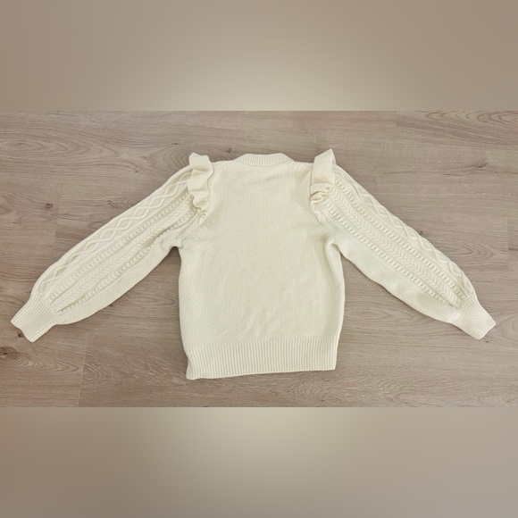 Madewell Hollydene Ruffle-Shoulder Pullover Sweater in Antique Cream - Picture 8 of 10